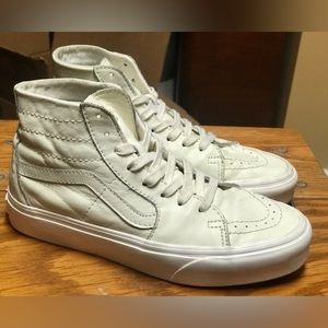 Men’s 6 Women’s 7.5 Cream White Leather High Top VANS OLD SKOOL Sneakers